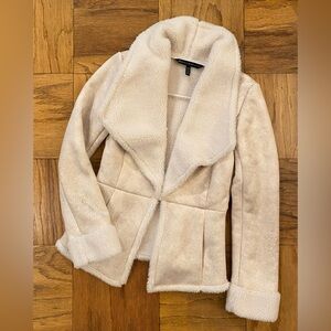 WHBM Faux Fur Cream Coat XXS